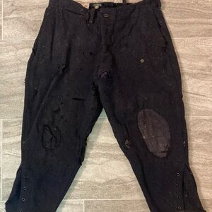 Antique 1920s Dark Navy Blue Riding Breeches Pants Distressed Worn Thrashed
